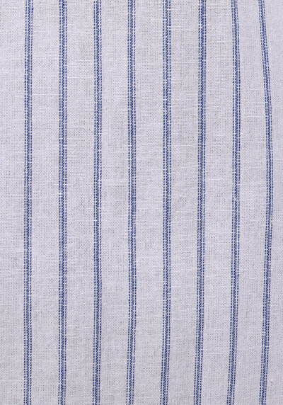 Afficher les détails de Chemise À Manches Longues Marine Regular Fit Rayé Lin Homme