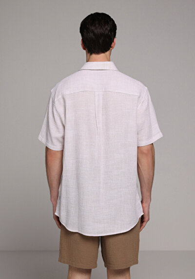 Image de Chemise À Manches Courtes Beige Droit Regular Fit Homme
