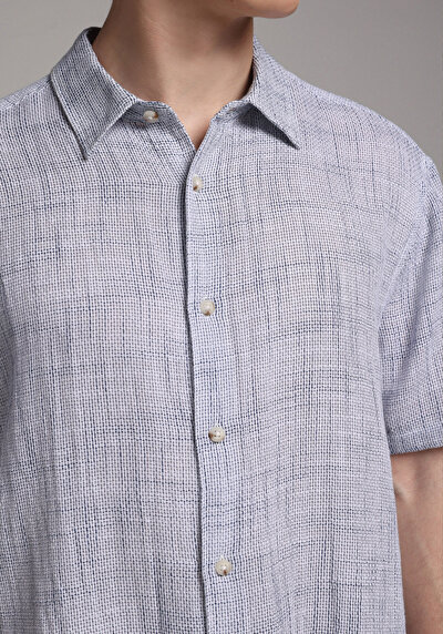 Image de Chemise À Manches Courtes Bleu Droit Regular Fit Homme