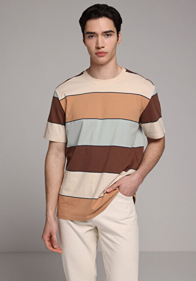 Image de T-shirt À Manches Courtes Corail Regular Fit Rayé Homme