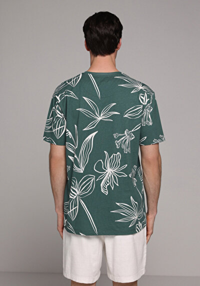 Image de T-shirt À Manches Courtes Vert Regular Fit Imprimé Homme