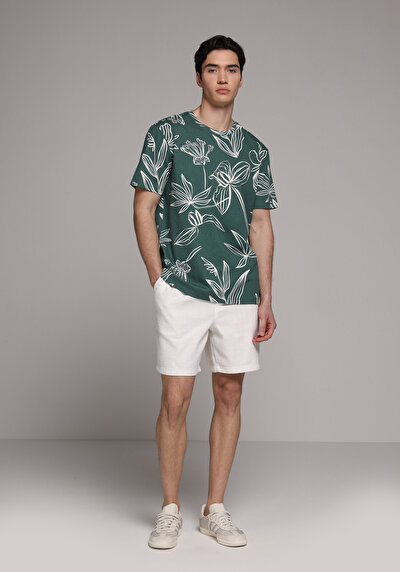 Image de T-shirt À Manches Courtes Vert Regular Fit Imprimé Homme