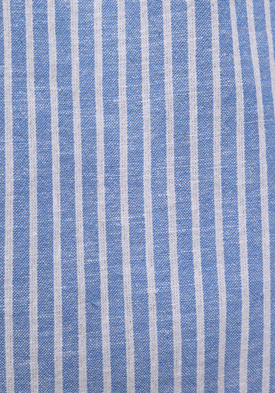 Afficher les détails de Chemise À Manches Longues Bleu Regular Fit Rayé Lin Homme