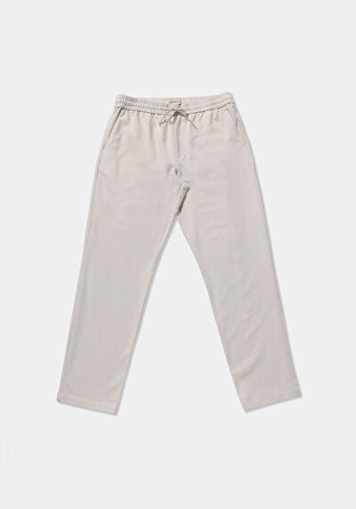 Image de Pantalon Blanc Straight Leg Medium Rise En Sergé Regular Fit Homme