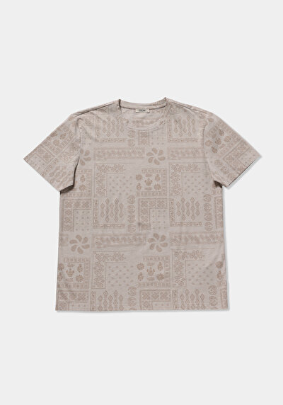 Image de T-shirt À Manches Courtes Blanc Regular Fit Imprimé Homme
