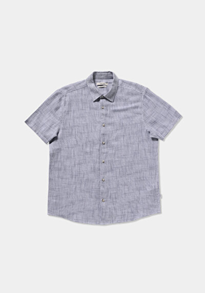 Image de Chemise À Manches Courtes Bleu Droit Regular Fit Homme