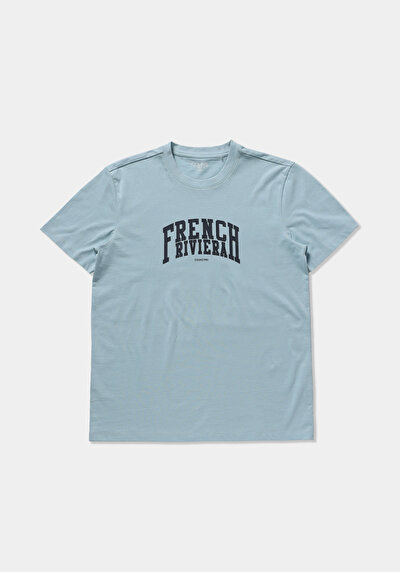 Image de T-shirt À Manches Courtes Bleu Regular Fit Droit Homme