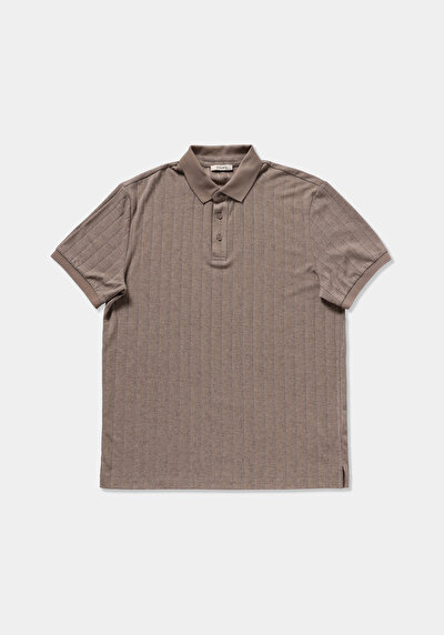 Image de T-shirt Polo À Manches Courtes Marron Droit Regular Fit Homme