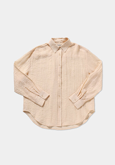 Image de Chemise À Manches Longues Beige Oversize Fit Droit Uni Femme