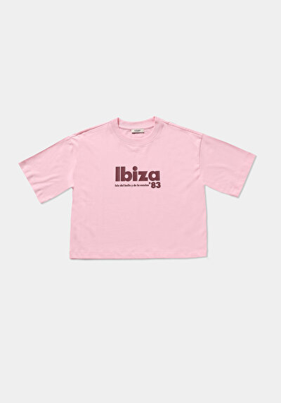 Image de T-shirt À Manches Courtes Rose Regular Fit Imprimé Femme