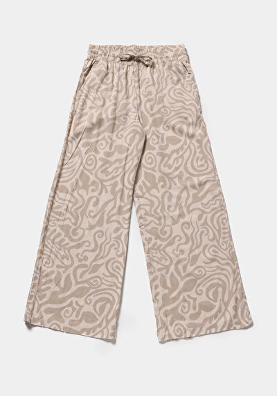 Image de Pantalon Beige Straight Leg High Rise En Uni Regular Fit Femme