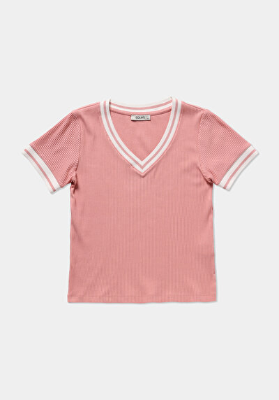 Image de T-shirt À Manches Courtes Rose Slim Fit Droit Femme