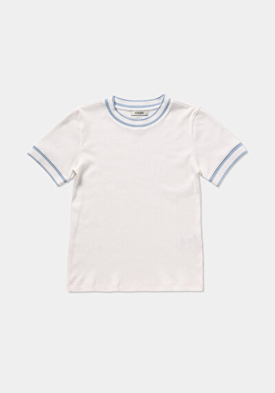 Image de T-shirt À Manches Courtes Blanc Slim Fit Droit Femme