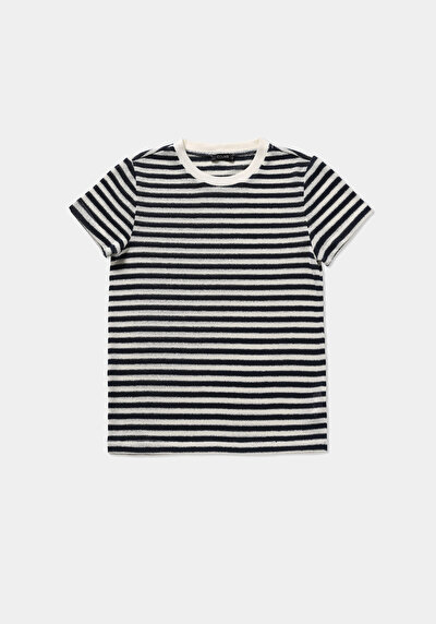 Image de T-shirt À Manches Courtes Marine Regular Fit Rayé Femme