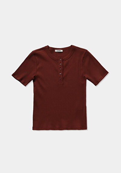 Image de Chemise Polo À Manches Courtes Marron Droit Slim Fit Femme