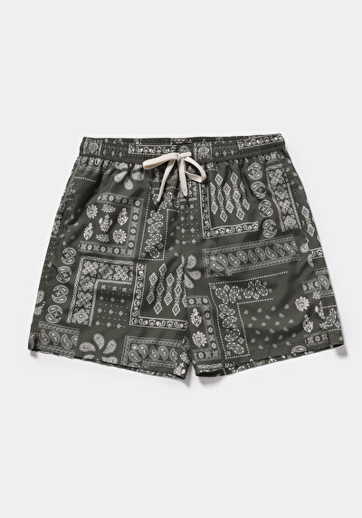 Image de Short De Bain Kaki Regular Fit Doublé Homme