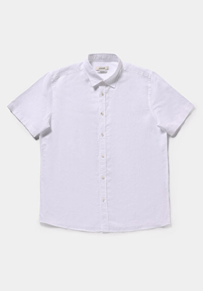 Image de Chemise À Manches Courtes Blanc Droit Regular Fit Homme