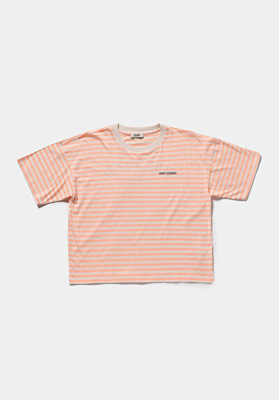 Image de T-shirt À Manches Courtes Orange Regular Fit Rayé Femme
