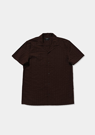 Image de Chemise À Manches Courtes Marron Jakarli Regular Fit Homme