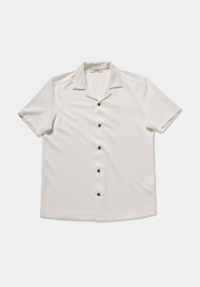 Afficher les détails de Chemise À Manches Courtes Blanc Droit Regular Fit Homme