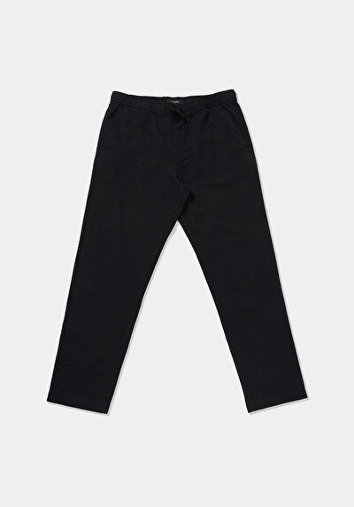 Image de Pantalon Noir Straight Leg Medium Rise En Sergé Regular Fit Homme