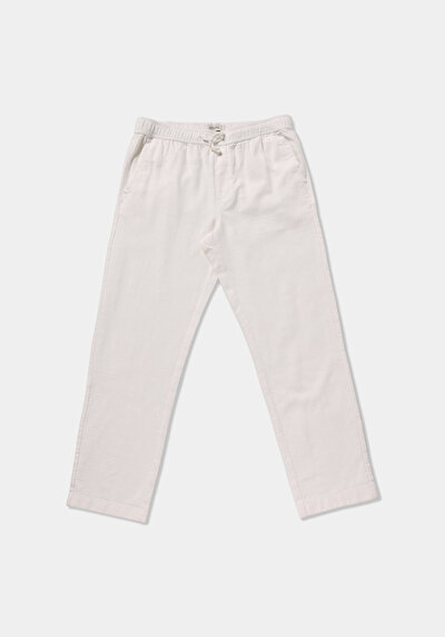 Image de Pantalon Blanc Straight Leg Medium Rise En Sergé Regular Fit Homme