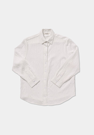 Image de Chemise À Manches Longues Blanc Boyfriend Fit Jakarli Ratière Femme