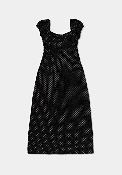 Afficher les détails de Robe Noir Regular Fit Manches Ballon Mdi Shally Femme