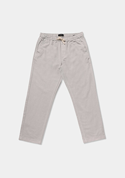Image de Pantalon Blanc Straight Leg Medium Rise En Sergé Regular Fit Homme