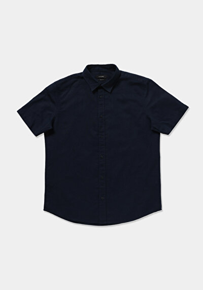 Image de Chemise À Manches Courtes Marine Droit Regular Fit Homme