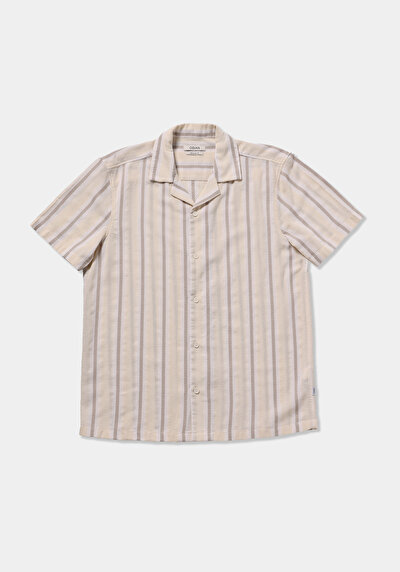 Image de Chemise À Manches Courtes Marine Rayé Regular Fit Homme