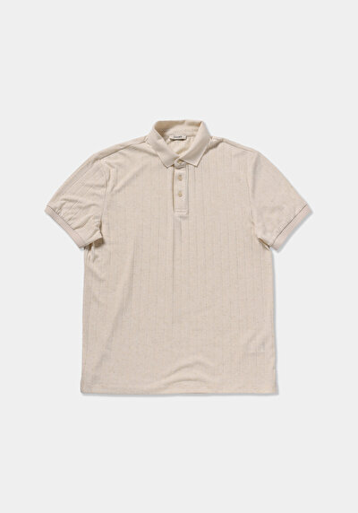 Image de T-shirt Polo À Manches Courtes Beige Droit Regular Fit Homme
