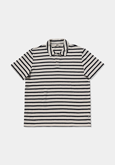 Image de T-shirt Polo À Manches Courtes Marine Rayé Regular Fit Homme