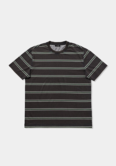 Image de T-shirt À Manches Courtes Anthracite Comfort Fit Rayé Homme