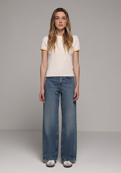 Image de 970 Berry Pantalon  Wide Leg High Rise En Jean Regular Fit Femme