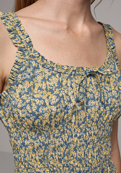 Image de Robe Bleu Regular Fit Mdi Popeline Femme