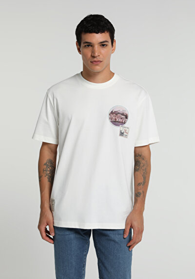Image de T-shirt À Manches Courtes Blanc Comfort Fit Droit Homme
