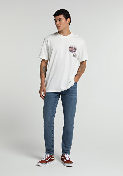 Image de T-shirt À Manches Courtes Blanc Comfort Fit Droit Homme