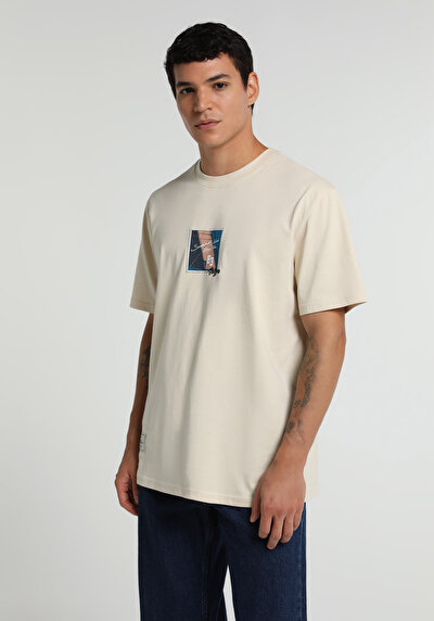 Image de T-shirt À Manches Courtes Beige Comfort Fit Droit Homme