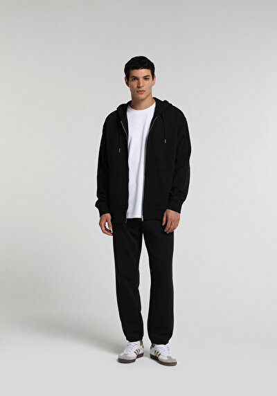 Image de Pantalon De Survêtement Noir Relaxed Fit Homme