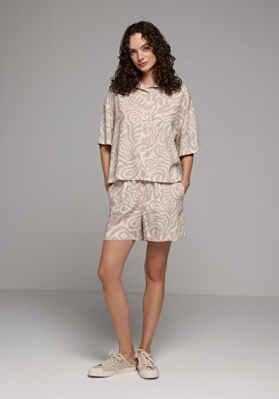 Image de Chemise À Manches Courtes Beige  Fashion Fit Femme