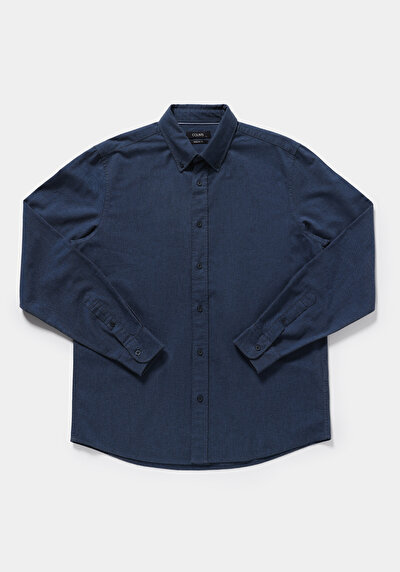 Image de Chemise À Manches Longues Marine Regular Fit Droit Oxford Homme