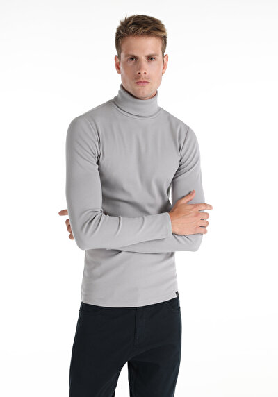 Image de T-shirt À Manches Longues Gris Slim Fit Homme
