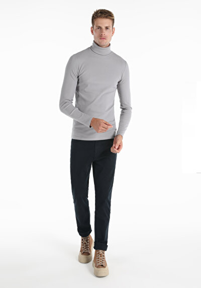 Image de T-shirt À Manches Longues Gris Slim Fit Homme