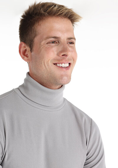 Image de T-shirt À Manches Longues Gris Slim Fit  Homme