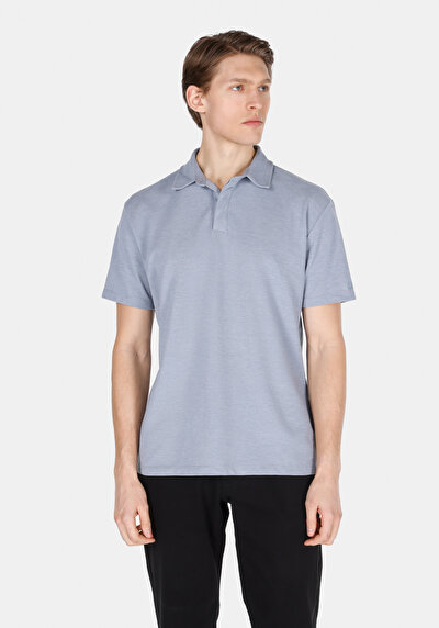 Image de T-shirt Polo À Manches Courtes Bleu Droit Comfort Fit Homme