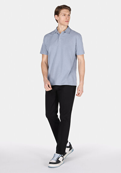 Image de T-shirt Polo À Manches Courtes Bleu Droit Comfort Fit Homme