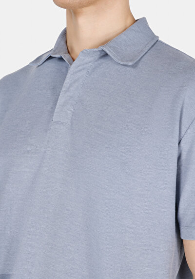 Image de T-shirt Polo À Manches Courtes Bleu Droit Comfort Fit Homme