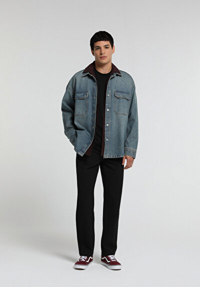 Image de Pantalon Anthracite Straight Leg Medium Rise Sergé Regular Fit Homme