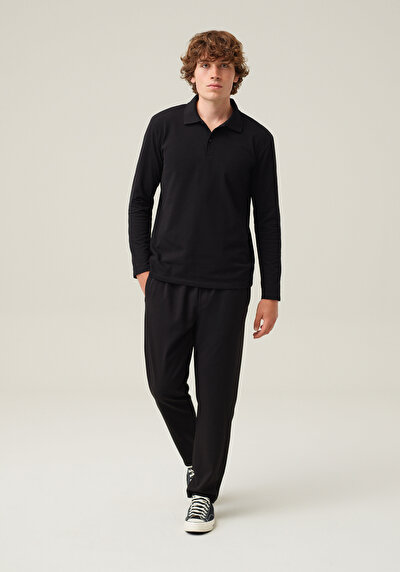 Image de Pantalon Anthracite Straight Leg Medium Rise Sergé Regular Fit Homme